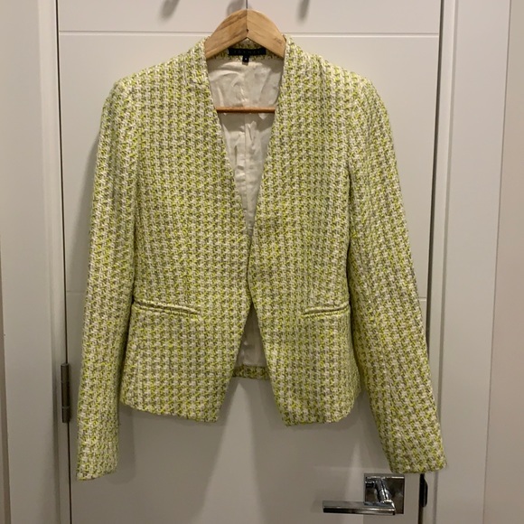 Theory white and chartreuse tweed jacket - Picture 1 of 6